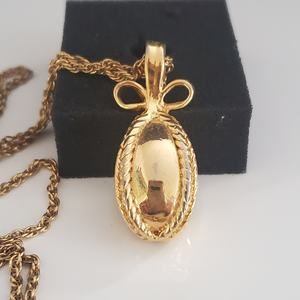 Vintage Joan Rivers Gold Plated Royal Faberge‎ Egg with Bow Inspired Necklace